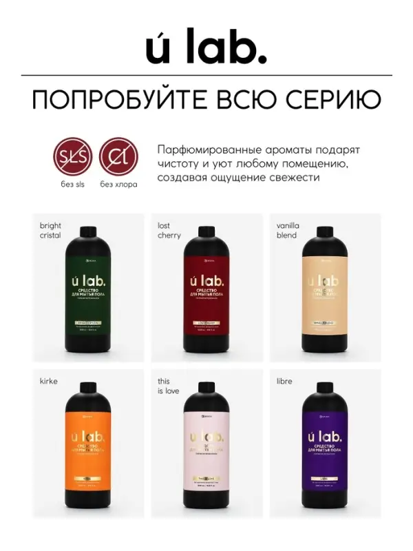 Средство для мытья пола парфюмированное, аромат Lost Cherry, 1000 мл, ULAB