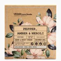 Набор женский VEGAN.Love.Studio "Pepper, Amber, Neroli": гель для душа 300 мл + крем-лосьон 150 мл 1