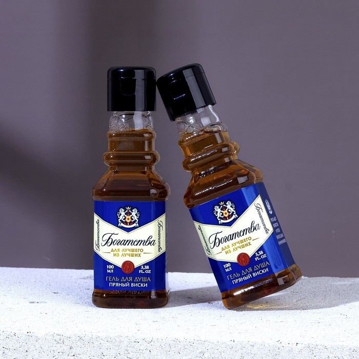 Гель для душа во флаконе виски «Богатства!», 100 мл, аромат пряного виски, Новый Год