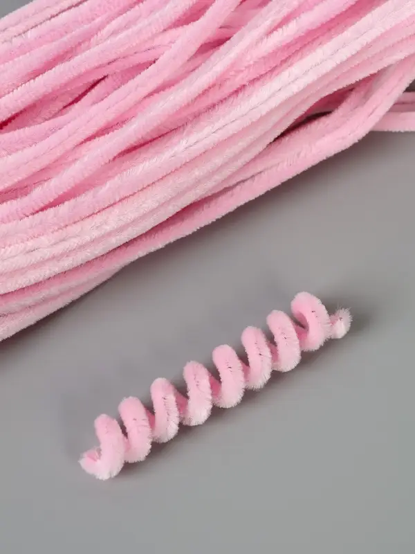 Синельная проволока, набор 100 шт, размер 1 шт 30х0,8 см, цвет розовый