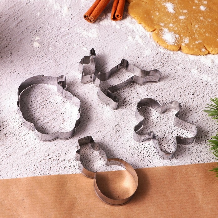 Новый год. Набор форм для печенья «Зимняя сказка», металл, 4 шт Новый год. Набор форм для печенья «Зимняя сказка», металл, 4 шт