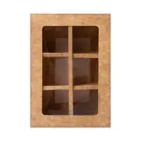 Коробка для 6 конфет с окном, крафт, 13.7×9.85×3.85 см