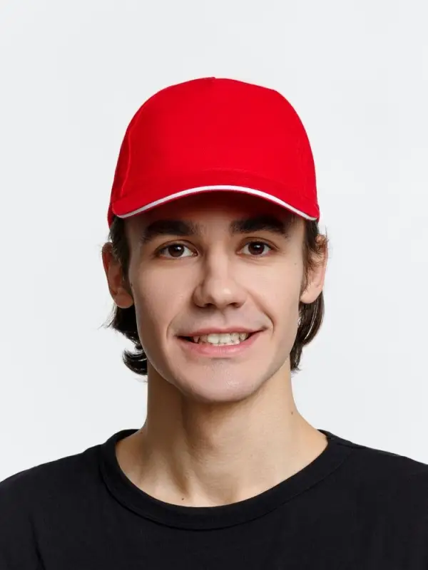 Бейсболка Long Beach, красная с белым Бейсболка Long Beach, красная с белым