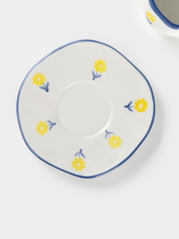 Чайная пара Доляна «Одуванчик», чашка 220 мл, блюдце d=16 см, ручная роспись, керамика, белая Чайная пара Доляна «Одуванчик», чашка 220 мл, блюдце d=16 см, ручная роспись, керамика, белая