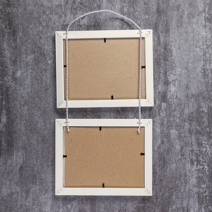 Фоторамка на 2 фото 15х20 см подвесная 727  белая (пластиковый экран) Фоторамка на 2 фото 15х20 см подвесная 727  белая (пластиковый экран)