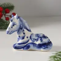 Сувенир Лошадь лежащая, 7*9 см, гжель