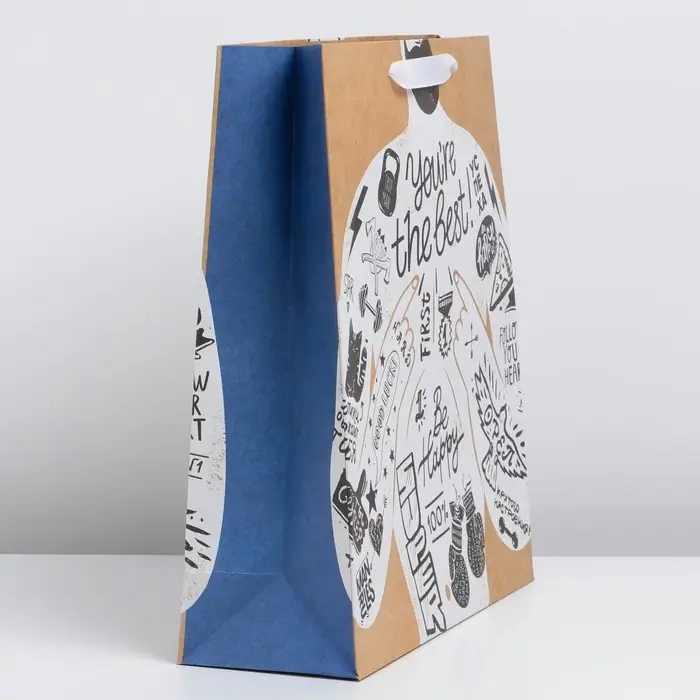 Пакет подарочный крафтовый, упаковка, «You're the best», M 26 х 30 х 9 см