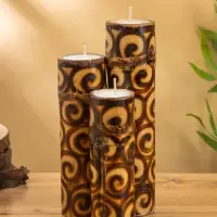 Свеча в бамбуке тройная, 14×13×30 см, 100 мл, коричневая