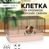 Клетка для кроликов, морских свинок &laquo;Пижон&raquo; №4 складная, 80&times;50&times;47 см, бежевая