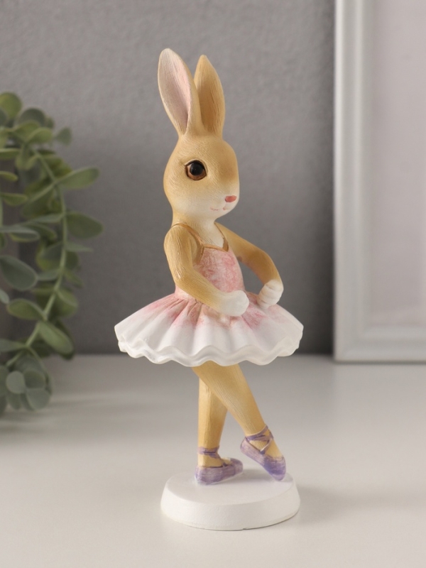 Сувенир полистоун  Сувенир полистоун "Зайка-балерина в бело-розовой пачке" 7х7х18 см