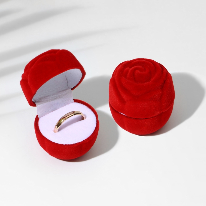 Футляр бархатный под кольцо «Роза» без листьев, 4,5×3,5, цвет красный Футляр бархатный под кольцо «Роза» без листьев, 4,5×3,5, цвет красный