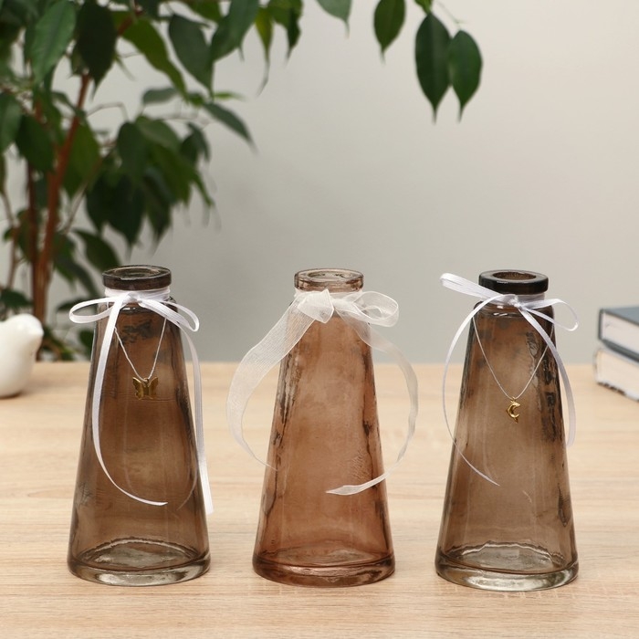 Ваза  Ваза "Волшебные мгновения" дымка  d-3,5см 7,5(дно)х15см, микс