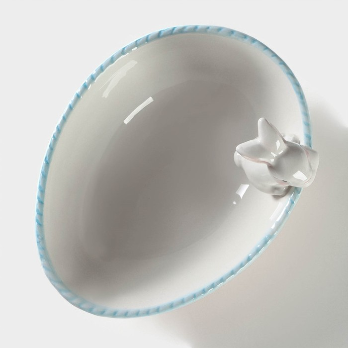 Салатник Доляна &laquo;Зайка&raquo;, 350 мл, 18&times;14&times;11 см, голубой ободок