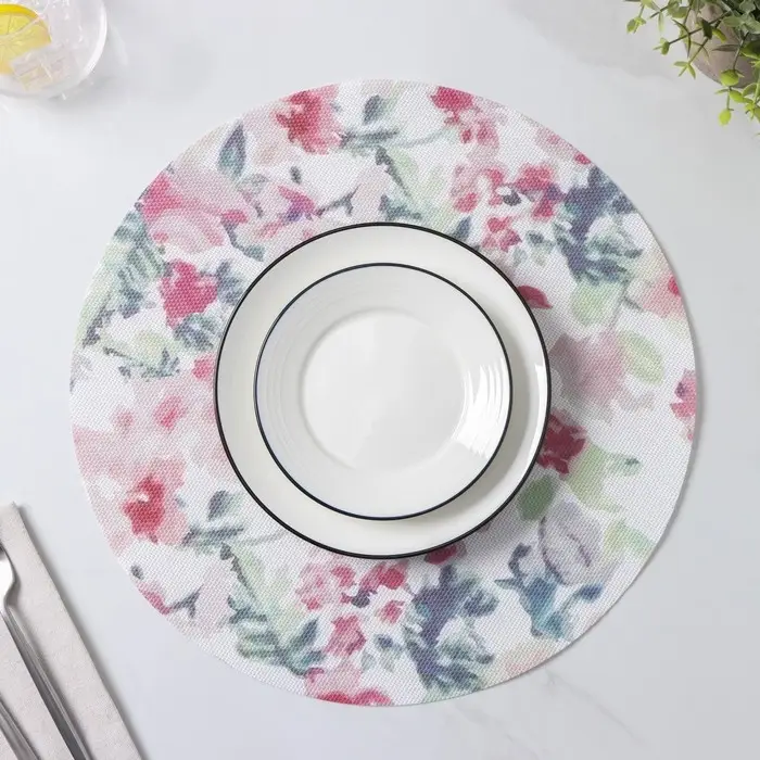 Салфетки сервировочные на стол Доляна &laquo;Акварель. Круг&raquo;, 4 шт., d=38 см