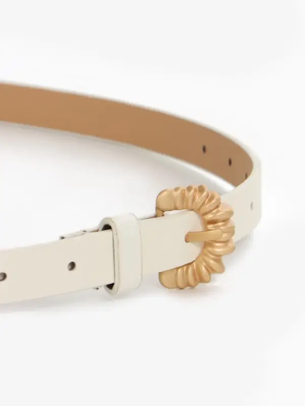 Ремень женский тонкий, 110&times;1.8 см, пряжка металл, белый