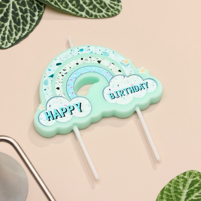 Свеча для торта  Свеча для торта "Воздушная радуга", голубая