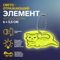 Светоотражающий элемент «Отдых кота», двусторонний, 6×3.5 см, МИКС