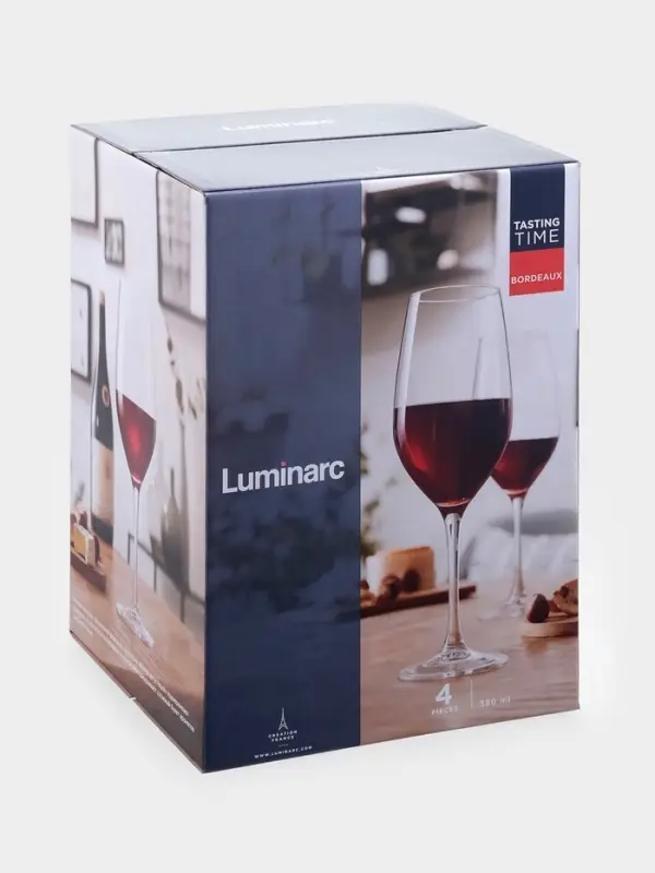 Бокалы для вина Luminarc &laquo;Время дегустаций. Бордо&raquo;, 580 мл, размер одного бокала 8.5&times;25 см, набор 4 шт., стекло, прозрачные