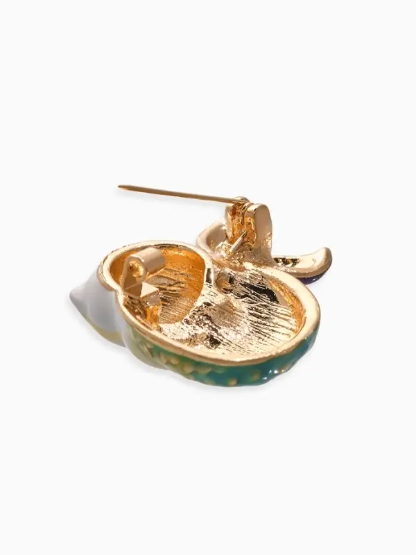 Брошь "Кошечка-русалка", цветная в золоте