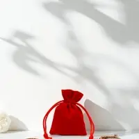 Набор мешочков подарочных 50шт. бархатный "Классика", 6*8, цвет красный (4621397)