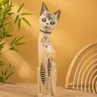 Сувенир &laquo;Кошка&raquo;, белая, 60&times;12&times;6 см, дерево, МИКС