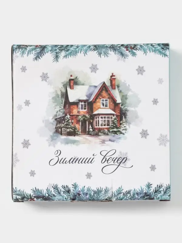 Тарелка сервировочная новогодняя Доляна «Зимний вечер», 15×15×3 см, доломит, белая