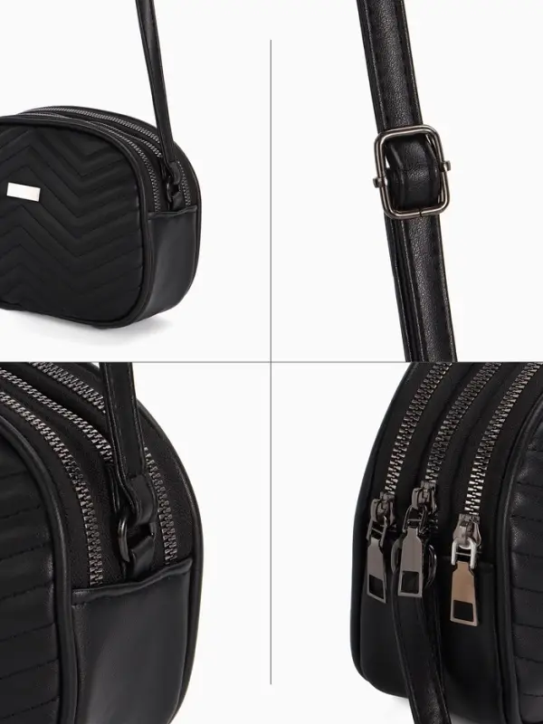 Сумка женская кросс-боди на молнии, 19&times;7&times;15 см, чёрная