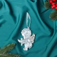 Ёлочная игрушка &laquo;Зимнее волшебство. Ангелочек с голубем&raquo; пластик, 10&times;7 см, белый