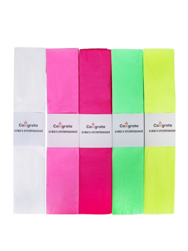 Набор бумаги крепированной "Неон", рулон 10 штук/10 цветов, 50 х 200 см, 30 г/м2