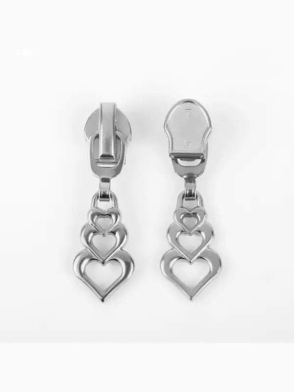 Бегунок для молнии &laquo;Спираль&raquo;, №7, &laquo;Сердца&raquo;, 10 шт., цвет никель