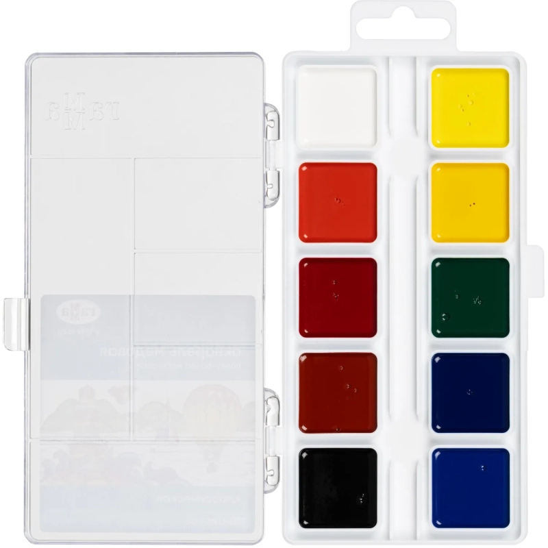 Краски акварельные Классическая, медов, Наб.10цв,без кисти,пластик 1009193