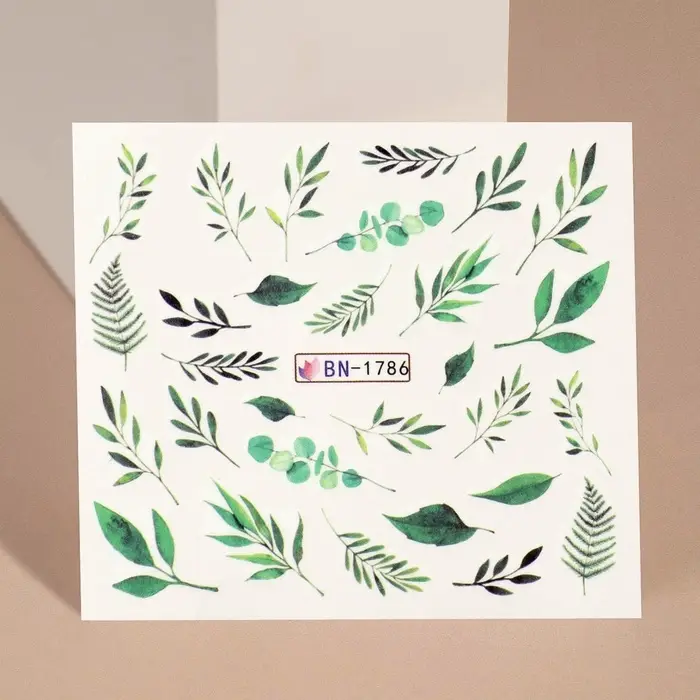 Слайдеры для ногтей «Листья», фасовка 6 шт, зелёные Слайдеры для ногтей «Листья», фасовка 6 шт, зелёные