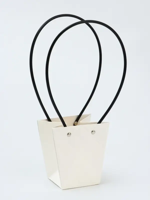 Сумка для цветов тиснение Белая влагостойкая, 12&times;12 - 8&times;8 - 12.5 см