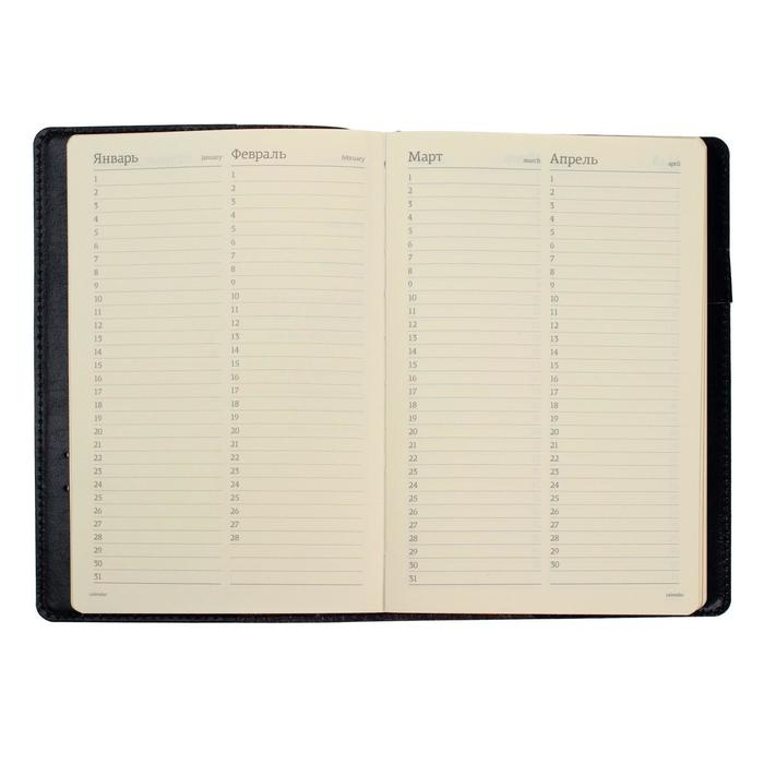 Ежедневник полудатированный А5, 208 листов Profy, рециклированная кожа, сменный блок, золотой срез, чёрный Ежедневник полудатированный А5, 208 листов Profy, рециклированная кожа, сменный блок, золотой срез, чёрный