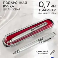 Ручка подарочная, шариковая &laquo;Бизнес&raquo; в пластиковом футляре, поворотная, серебристая