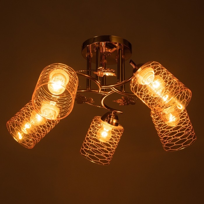 Люстра Люстра "Кейти" 5х60Вт Е27 Золото 52х52х28см