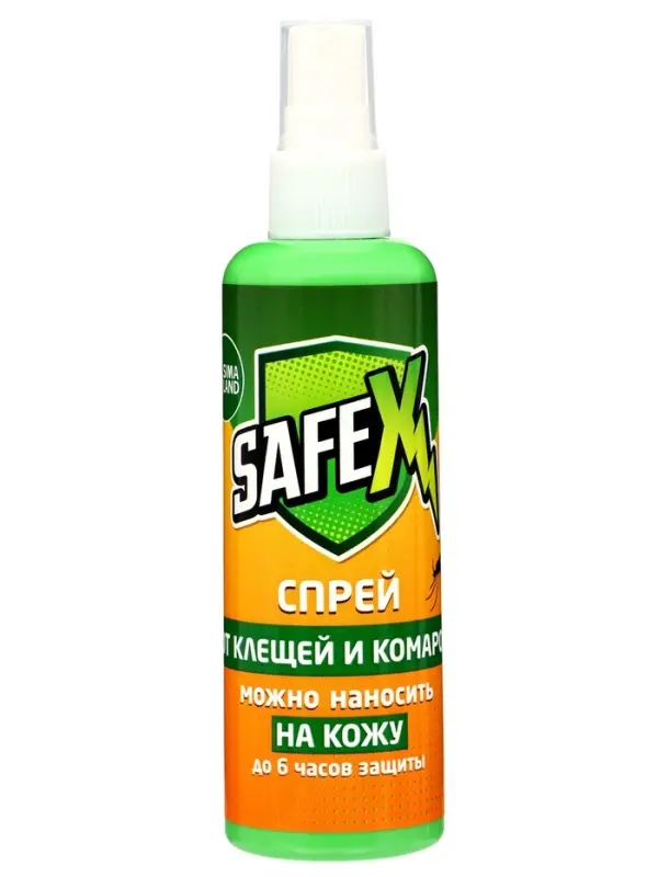 Спрей для нанесения на кожу от клещей и комаров SAFEX, ДЭТА 32%, 100 мл.