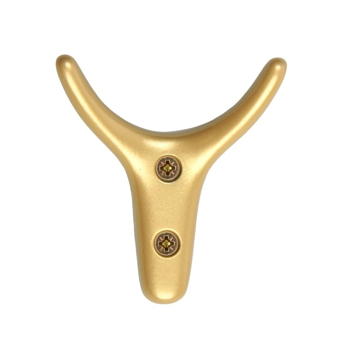 Крючок мебельный CAPPIO YAK, двухрожковый, цвет матовое золото