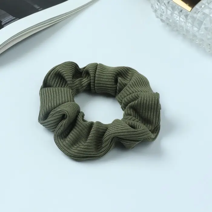 Резинка для волос Резинка для волос "Орбита" классика полоска текстура, 9 см, зелёный