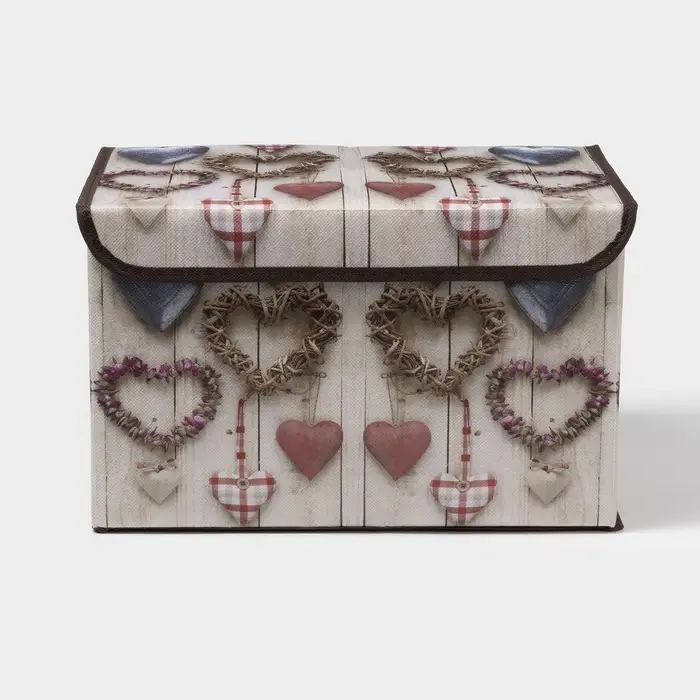 Короб стеллажный для хранения с крышкой &laquo;Сердца&raquo;, 37&times;24&times;24 см