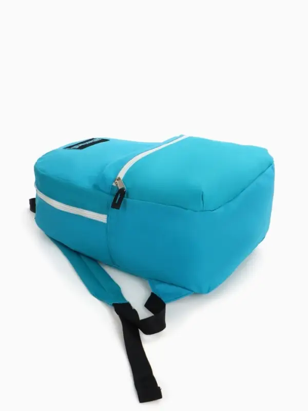 Рюкзак молодёжный на молнии, с карманом, однотонный, размер 29&times;12&times;39 см, голубой