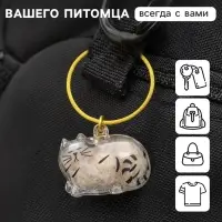 Брелок - обвес для сумки для шерсти кошачьей на тросе для ключей, рюкзака &laquo;Полосатый котик спит&raquo;, капсула с секретом, трос d=5.2 см 2.5&times;3.8&times;3 см