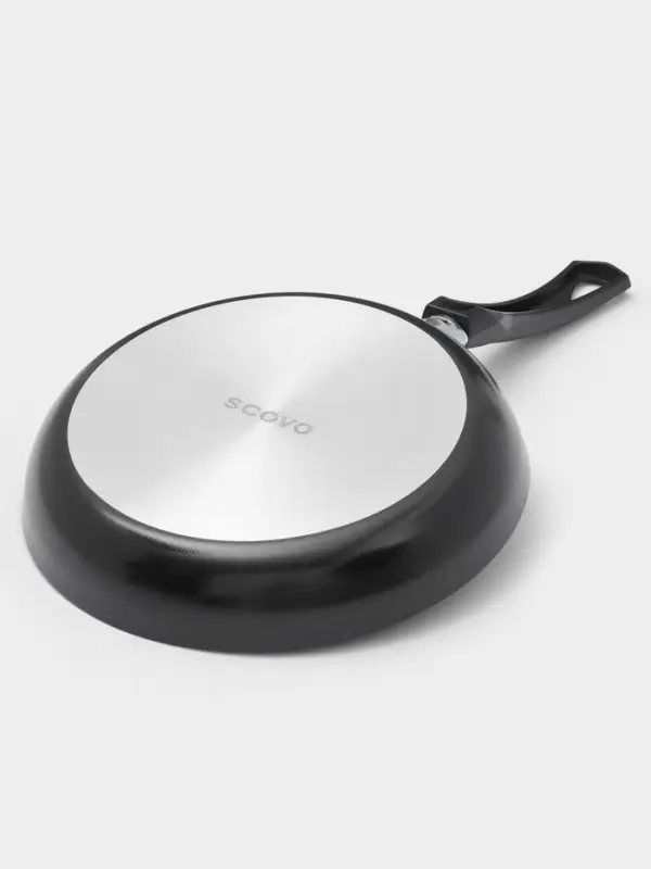 Сковорода Promo, d=24 см, стеклянная крышка, антипригарное покрытие, алюминий, чёрная