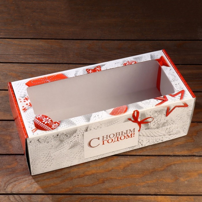 Новый год. Коробка самосборная, с окном, Новый год. Коробка самосборная, с окном, "Желанные подарки 2", 16 х 35 х 12 см.