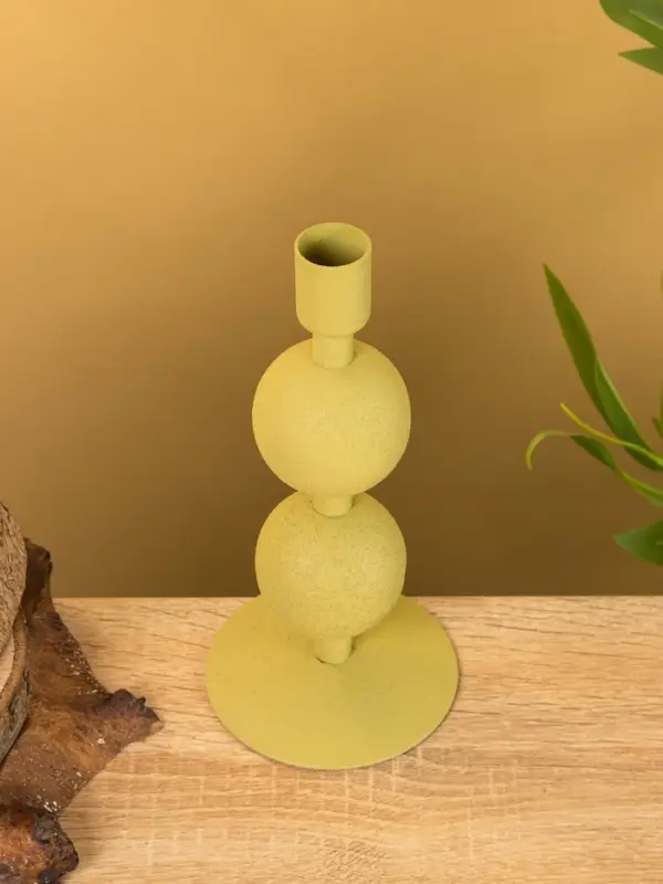 Подсвечник на 1 свечу текстурный  Подсвечник на 1 свечу текстурный "Оливковый" с 2 сферами 8,5х8,5х18 см