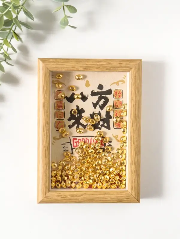 Настенный декор, панно в раме &laquo;Золотые слитки: Пожелание удачи&raquo;, 3&times;12.3&times;17.2 см