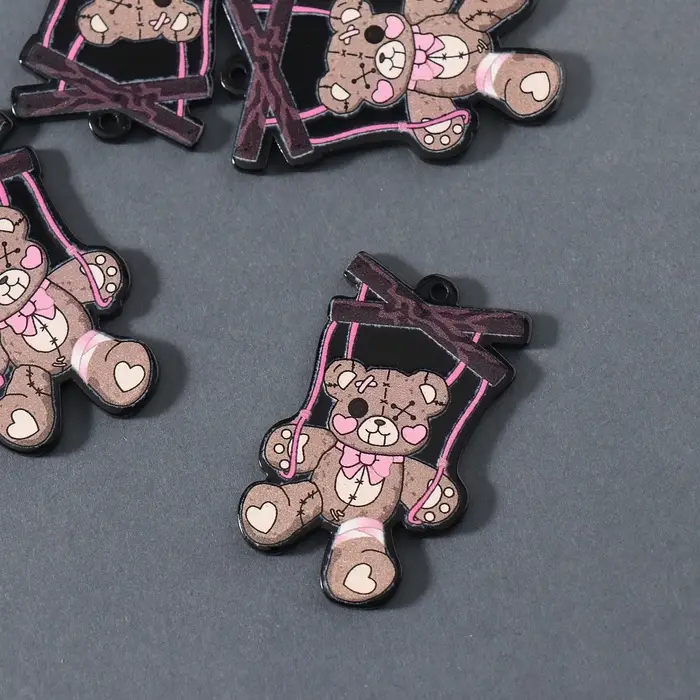 Декор для творчества акрил двусторонний Декор для творчества акрил двусторонний "Зомби-мишка" 4,3х2,9х0,2 см