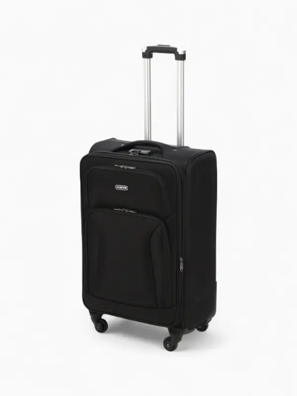 Чемодан 24 Чемодан 24", Текст, 42*26*66, отд на молнии, 2 нар/карм, увелич, код замок, 4 колеса, черный 10875