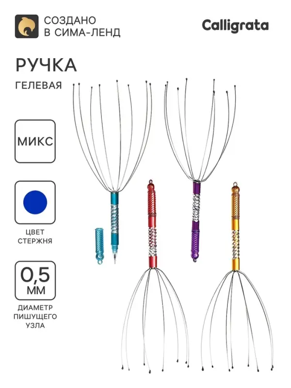 Ручка-прикол Calligrata &laquo;Массажёр&raquo;, гелевая, МИКС