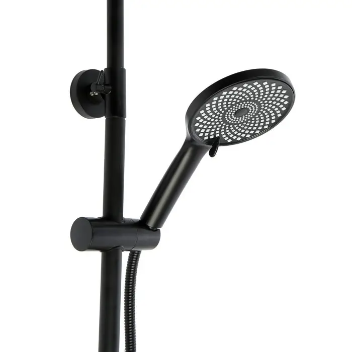 Душевая система ZEIN Z3895, с термостатом, лейка верхняя d=23 см, ручная 12.5 см, чёрная
